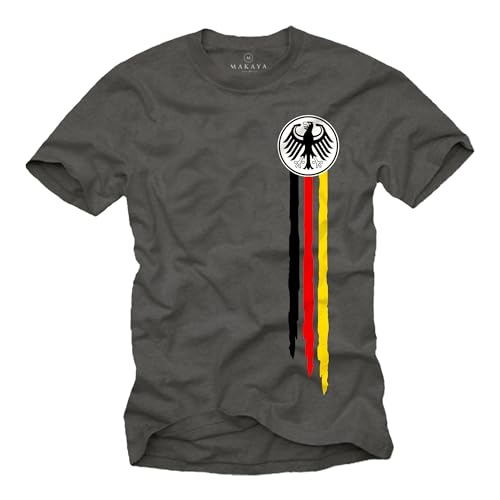 MAKAYA Herren T-Shirt Deutschland Trikot Bundesadler Flagge Adler Wappen Fahne EM WM Retro Fußball Grau XXXL von MAKAYA
