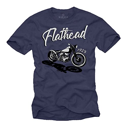 MAKAYA Herren T-Shirt - Motorrad Geschenke für Männer Vintage Biker Motiv Rocker Motorradfahrer XXXL von MAKAYA