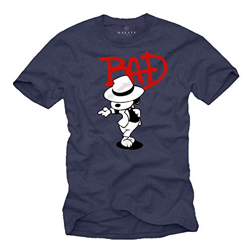 MAKAYA Herren T-Shirt mit Aufdruck Kurzarm Rundhals- Ausschnitt - Bad Dog Snoop Jackson dunkelblau Größe L von MAKAYA