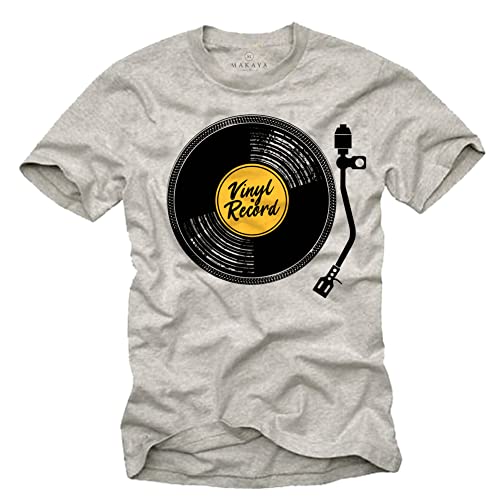 MAKAYA Hip Hop T-Shirt Dj Rap Retro Motiv - Vinyl Record MK2 1210 Technic Grau XXL von MAKAYA