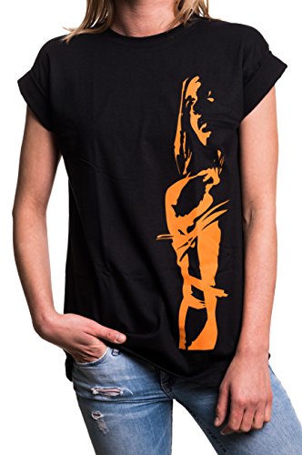 MAKAYA Hipster Print Shrit Damen Oversize schwarz locker & lässig geschnitten große Größen L von MAKAYA