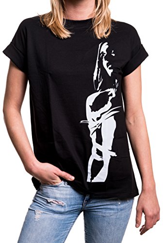 MAKAYA Hipster Print Shrit Damen Oversize schwarz locker & lässig geschnitten große Größen XL von MAKAYA