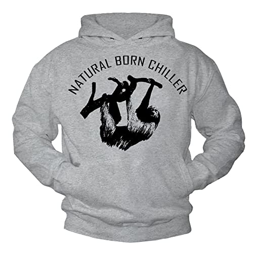 MAKAYA Hoodie Pullover mit Kapuze - Natural Born Chiller Kapuzenpullover Herren Männer Jungs Lustige Geschenke L von MAKAYA