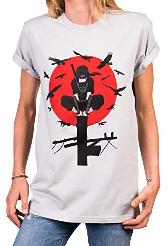 MAKAYA Itachi Shirt Damen - Anime Top grau mit Aufdruck - Nerdy Oversize Top große Größen XL von MAKAYA