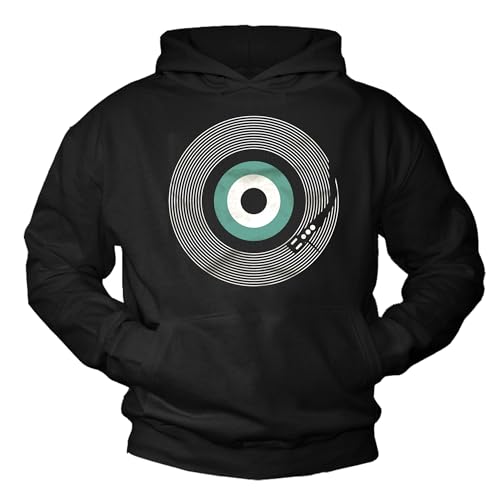 MAKAYA Kapuzenpullover Musik Geschenke Vinyl Hip Hop Retro Hoodie Pullover Tape Kassette Kopfhörer Sweatshirt Schwarz Größe XXL von MAKAYA