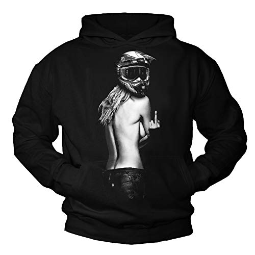 MAKAYA Kapuzenpullover mit Motiv - Herren Motorrad Hoodie Biker Pullover Schwarz Geschenke für Männer XL von MAKAYA