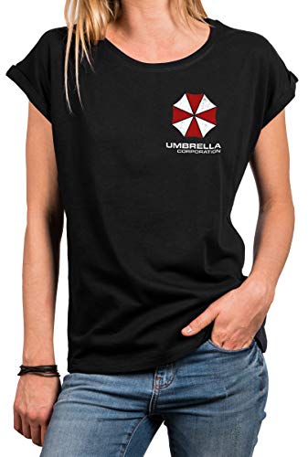 MAKAYA Kurzarm T-Shirt Damen Rundhals - Umbrella Corporation - Resident Oversize Damenshirt mit Aufdruck Große Größen Gr. L von MAKAYA