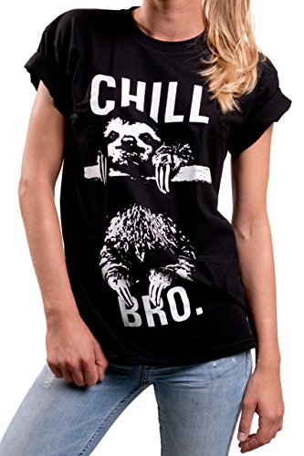 MAKAYA Lässiges Oberteil für Damen - CHILL BRO - Tshirt große Größen mit Aufdruck M von MAKAYA