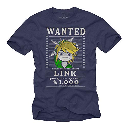 MAKAYA Legend Gamer T-Shirt Herren - Zelda Link - Lustige Nerd Shirts Männer Blau M von MAKAYA