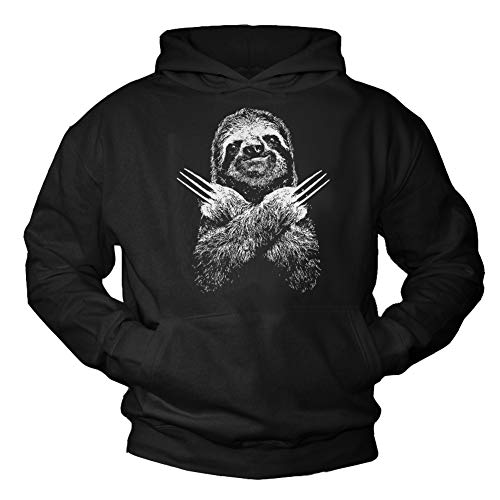 MAKAYA Lustiger Kapuzenpullover Unisex - Sloth Hoodie - Faultier Pullover mit Kapuze Herren/Damen/Jungen/Mädchen Schwarz Größe L von MAKAYA