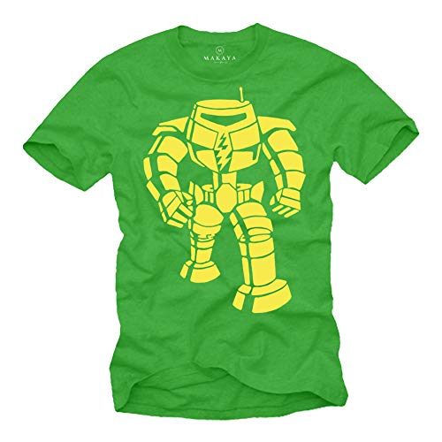 MAKAYA Lustiges T-Shirt für Jungs - Robotter - Nerd Gamer Geschenk Herren Männer Jugendliche Lustige Tshirts Geschenke Sheldon Grün Größe L von MAKAYA