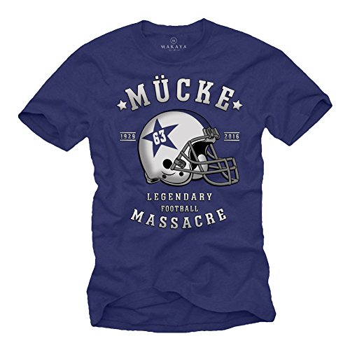 Mücke 63 - Herren T-Shirt - Football Helm Spencer Tracy Blau XL von MAKAYA