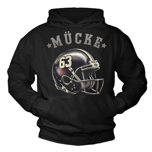 MAKAYA Mücke 63 Kapuzenpullover American Football Hoodie mit Helm Pullover Sweatshirt Kapuzenpulli Herren Jungen Männer Schwarz XXL von MAKAYA