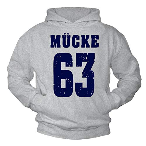 Mücke 63 - Swetashirt Kapuzenpullover Pullover mit Kapuze Pulli Spencer Hoodie Grau Größe XXXXL von MAKAYA