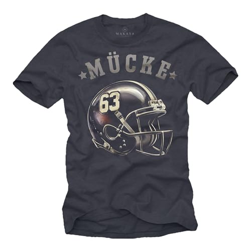 MAKAYA Mücke 63 Trikot American Football Helm Herren T-Shirt mit Nummer Buds Blaugrau XXL von MAKAYA