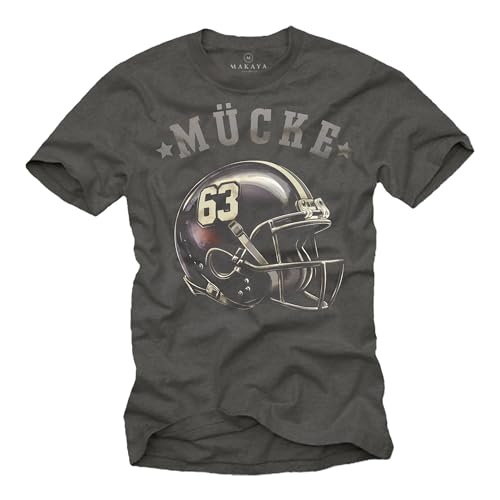 MAKAYA Mücke 63 Trikot American Football Helm Herren T-Shirt mit Nummer Buds Grau XXXL von MAKAYA