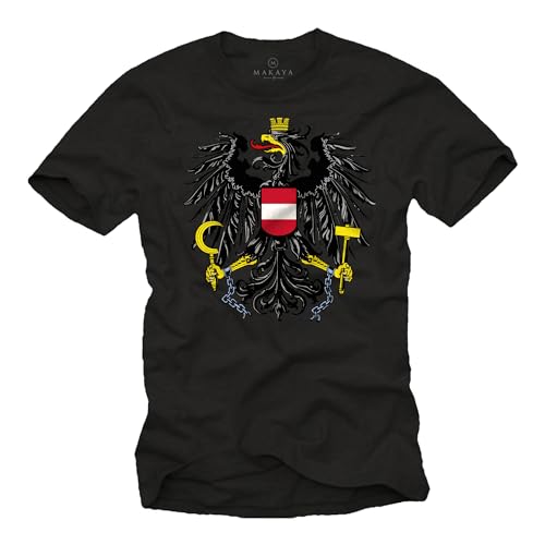MAKAYA Österreich T-Shirt Herren Adler Wappen Flagge Fußball Trikot EM WM Österreichische Fahne Schwarz L von MAKAYA