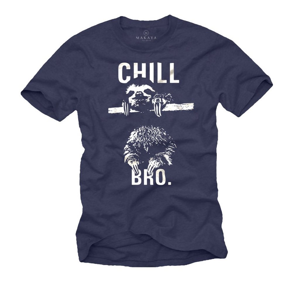 MAKAYA Print-Shirt Coole Lustige T-Shirt Sprüche Herren Jungen - Chill Bro Faultier Druck mit Druck, aus Baumwolle von MAKAYA