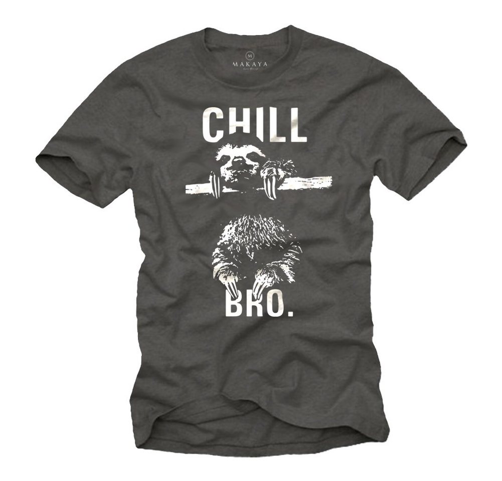 MAKAYA Print-Shirt Coole Lustige T-Shirt Sprüche Herren Jungen - Chill Bro Faultier Druck mit Druck, aus Baumwolle von MAKAYA