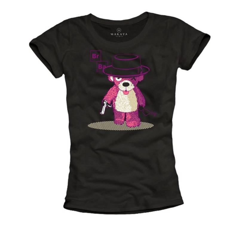 MAKAYA Print-Shirt Damen Bad Teddybär Motiv Heisenberg Teddy TShirt Frauen Cool von MAKAYA