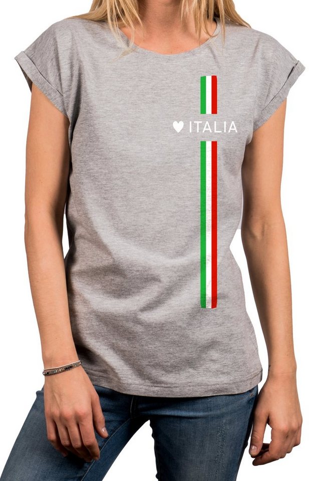 MAKAYA Print-Shirt Damen Italienische Mode Italia Top Italien Trikot Herz Italiano Style Kurzarmshirt, mit Druck von MAKAYA