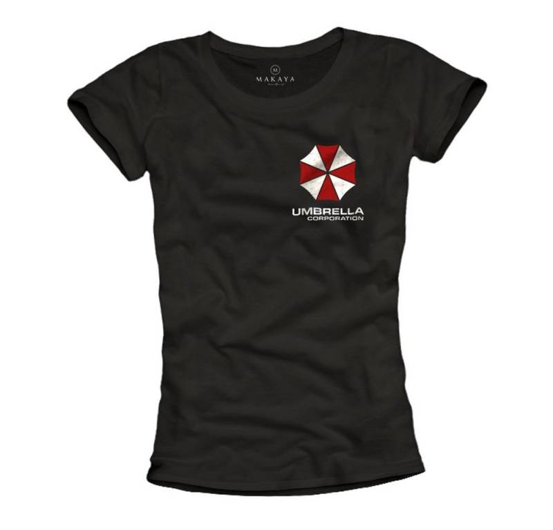 MAKAYA Print-Shirt Damen Schwarz Evil Umbrella Corp Kurzarm Top Frauen Aufdruck von MAKAYA