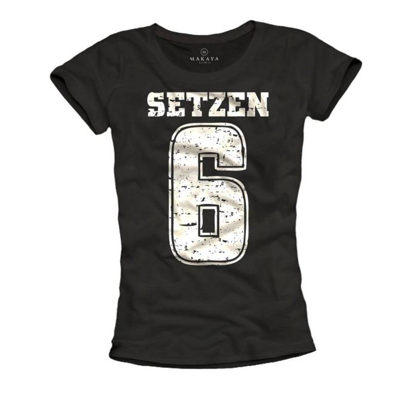 MAKAYA Print-Shirt Damen Setzen 6 Schöne Geschenke Lehrer Uni Studenten Top Zahl Lustig von MAKAYA