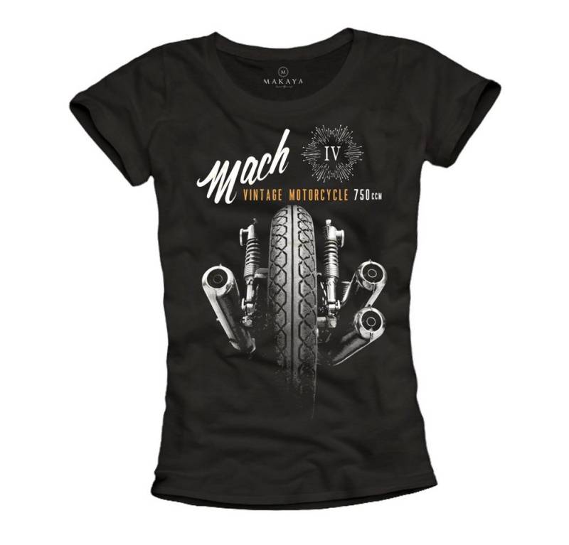 MAKAYA Print-Shirt Damen Top Motorrad Motiv Coole Biker Bekleidung Oberteile Aufdruck von MAKAYA