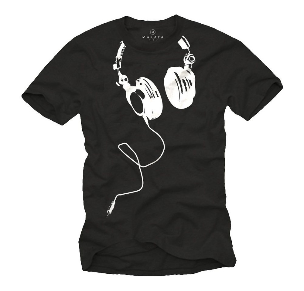 MAKAYA Print-Shirt Herren Musik T-Shirt DJ Kopfhörer Headphones Bandshirt Männer Jungs mit Print von MAKAYA