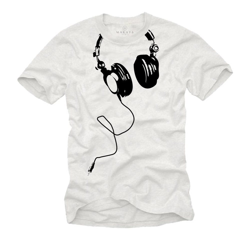MAKAYA Print-Shirt Herren Musik T-Shirt DJ Kopfhörer Headphones Bandshirt Männer Jungs mit Print von MAKAYA