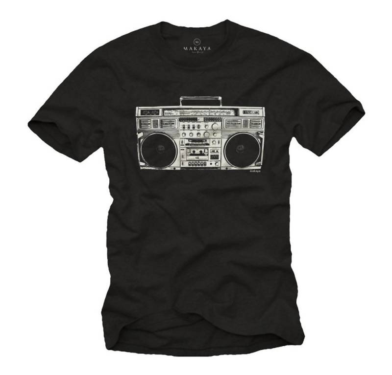 MAKAYA Print-Shirt Hop Hop Ghettoblaster T-Shirt Rap Musik Jungen Teenager Kinder Herren mit Druck, aus Baumwolle von MAKAYA