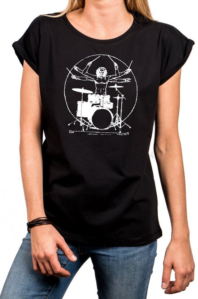 MAKAYA Print-Shirt Musik Damen Top Vintage Schlagzeug Drummer Motiv Damenshirt Bandshirt große Größen von MAKAYA