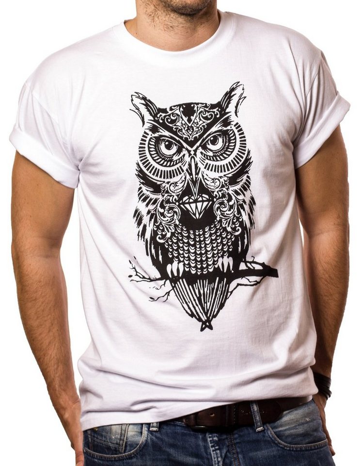 MAKAYA Print-Shirt mit Eule Herren Lustige Coole Eulen T-Shirts Aufdruck Jungen Männer mit Druck, aus Baumwolle von MAKAYA