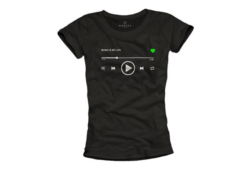 MAKAYA Print-Shirt mit Spruch Damen Herz Motiv Band GYM Sport Training Fitness Top Kurzarmshirt von MAKAYA