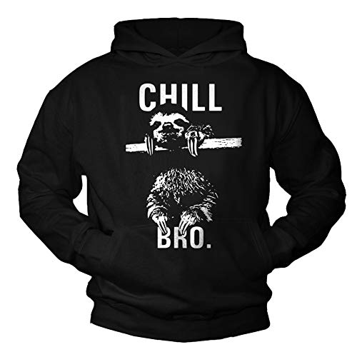 MAKAYA Pullover mit Kapuze Herren CHILL BRO Sweatshirt Kapuzenpullover Hoodie Kinder/Jungs/Damen/Mädchen schwarz Größe L von MAKAYA