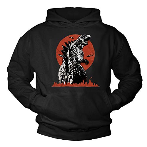 MAKAYA Pullover mit Kapuze Unisex Hoodie - Godzilla Kapuzenpullover Herren/Jungen/Damen/Mädchen Pulli Schwarz Größe L von MAKAYA