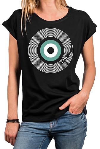 MAKAYA Rockige Damen Oberteile Musik T-Shirt Vinyl Hip Hop Top Damenshirt Frauenshirt Rock Print Druck Aufdruck Schwarz XXXL MAKAYA Rockige Damen Oberteile Musik T-Shirt Vinyl Hip Hop Top Damenshirt Frauenshirt Rock Print Druck Aufdruck Schwarz XXXL von MAKAYA