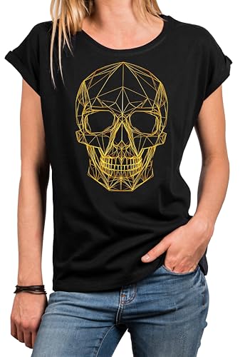 MAKAYA Rockige Damen Oberteile Totenkopf Shirt für Frauen Skull Motiv Kurzarm Top Totenschädel Mädchen Schwarz XXXL MAKAYA Rockige Damen Oberteile Totenkopf Shirt für Frauen Skull Motiv Kurzarm Top Totenschädel Mädchen Schwarz XXXL von MAKAYA