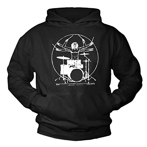 MAKAYA Sweatshirt mit Kapuze Herren - Drummer - Kapuzenpullover Geschenke für Musiker Schlagzeuger Schwarz XXXXL von MAKAYA