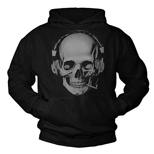 MAKAYA Sweatshirt mit Kapuze Herren - Totenkopf Skull - Kapuzenpullover Hoodie Pullover Schwarz Größe L von MAKAYA