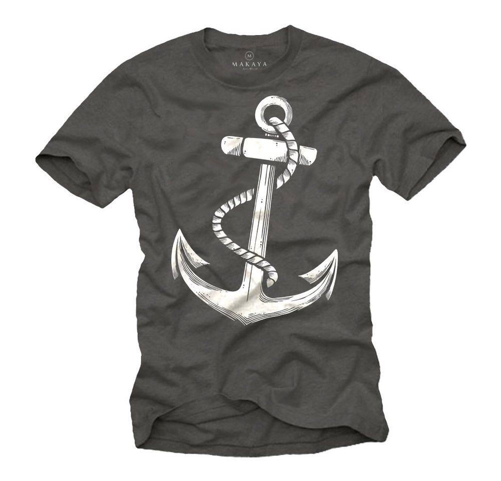 MAKAYA T-Shirt Anker Print Hamburg Segel Kleidung Herren Männer Jungen Piraten mit Druck, aus Baumwolle von MAKAYA