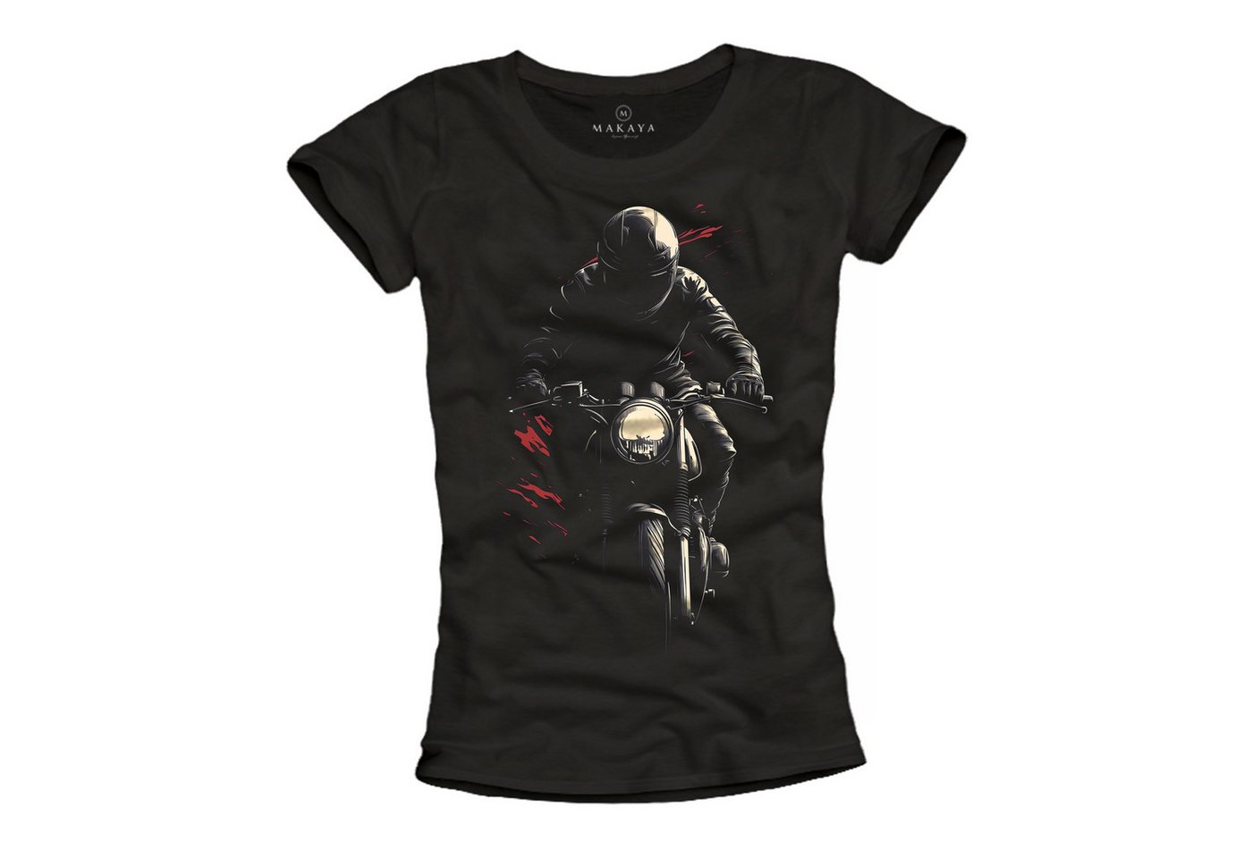 MAKAYA T-Shirt Blumen Damen Top aus Baumwolle – Gänseblümchen Design & Smile Print (Schwarz, S, M, L, XL) Baumwolle von MAKAYA