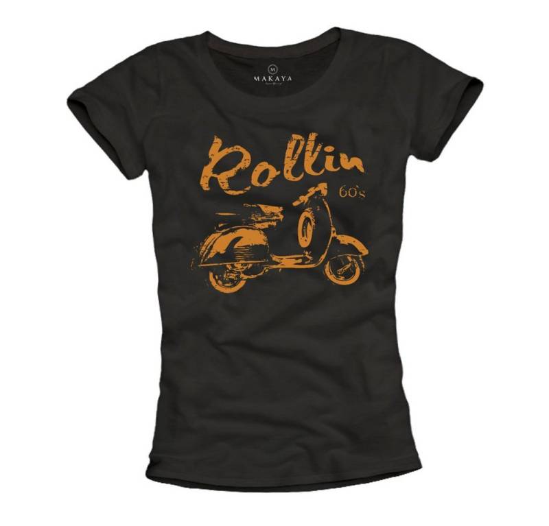 MAKAYA T-Shirt Damen Hippie Sommer Top Motiv 60er 70er 80er Jahre Frauen Oberteile mit Frontprint von MAKAYA