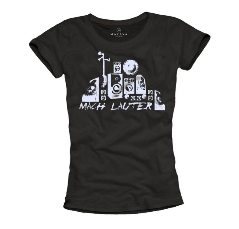 MAKAYA T-Shirt Damen Musik Hip Hop Motiv Sprüche Top Mach Lauter Rock Band Damenshirt mit Frontprint von MAKAYA