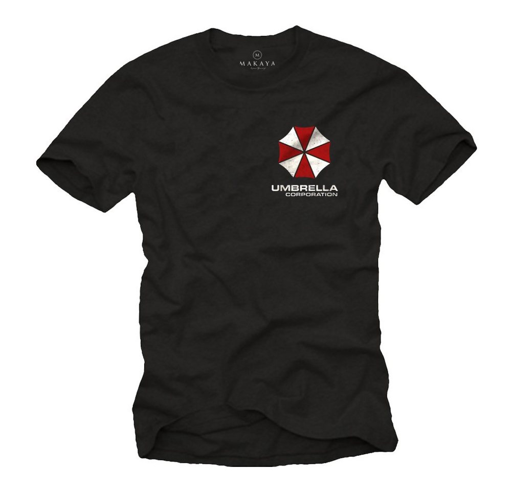 MAKAYA T-Shirt Evil Umbrella Corp Herren Männer Vampir Zombie Motiv mit Druck, aus Baumwolle von MAKAYA