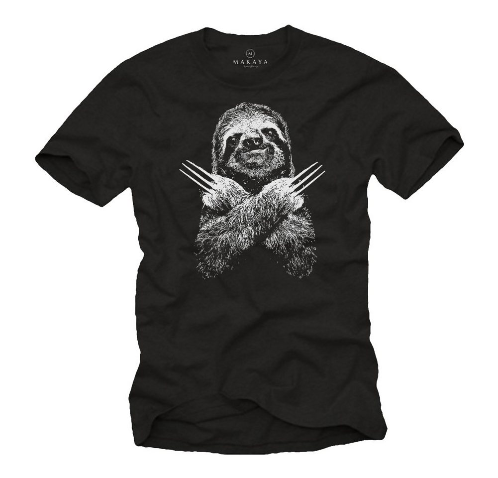 MAKAYA T-Shirt Herren Faultier Print Lustig Sloth Aufdruck Männer Geschenke Jungen mit Druck, aus Baumwolle von MAKAYA