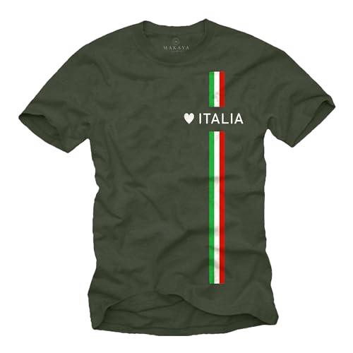 MAKAYA T-Shirt Herren Italien Flagge Herz Love Italia - Italienische Fahne Italy Trikot Fußball Grün Größe XL von MAKAYA