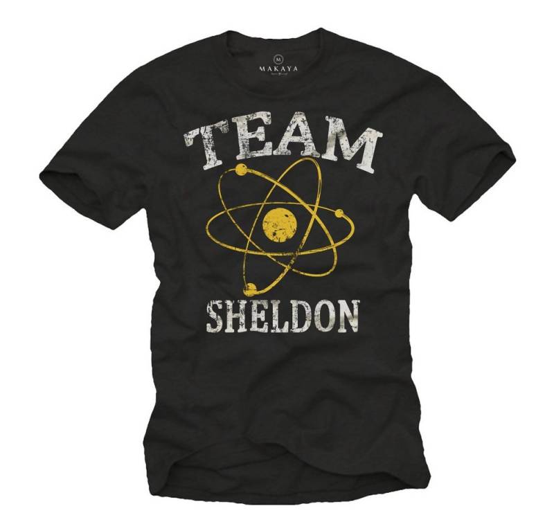 MAKAYA T-Shirt Herren Nerd Motiv Team Sheldon Vintage Gamer Motiv Schwarz S-XXXXXL mit Druck von MAKAYA