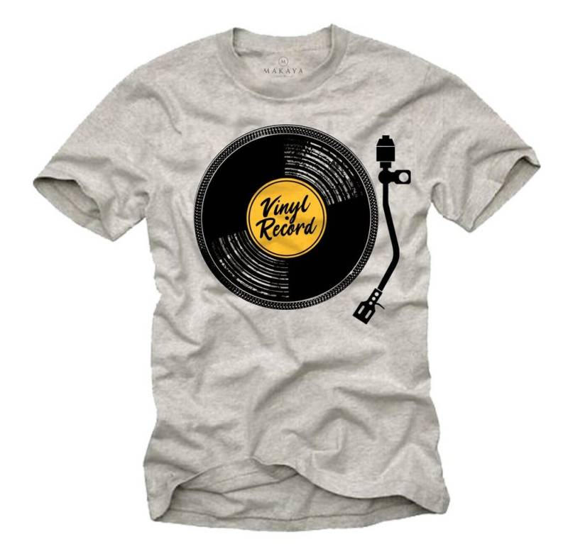 MAKAYA T-Shirt Herren Vintage Schallplatte Hip Hop Musik Retro Rap Motiv Männer mit Druck von MAKAYA