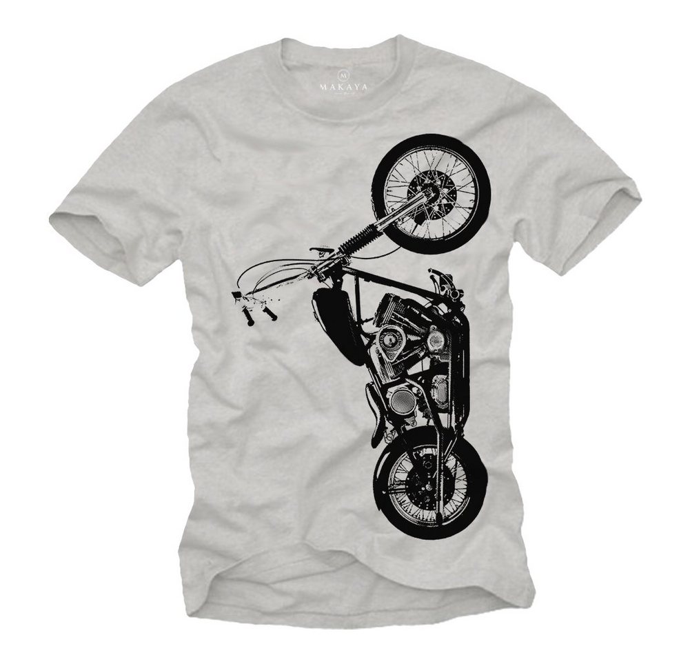 MAKAYA T-Shirt Motorradfahrer Biker Rocker Motorrad Motiv Motorradbekleidung Männer mit Druck, aus Baumwolle von MAKAYA